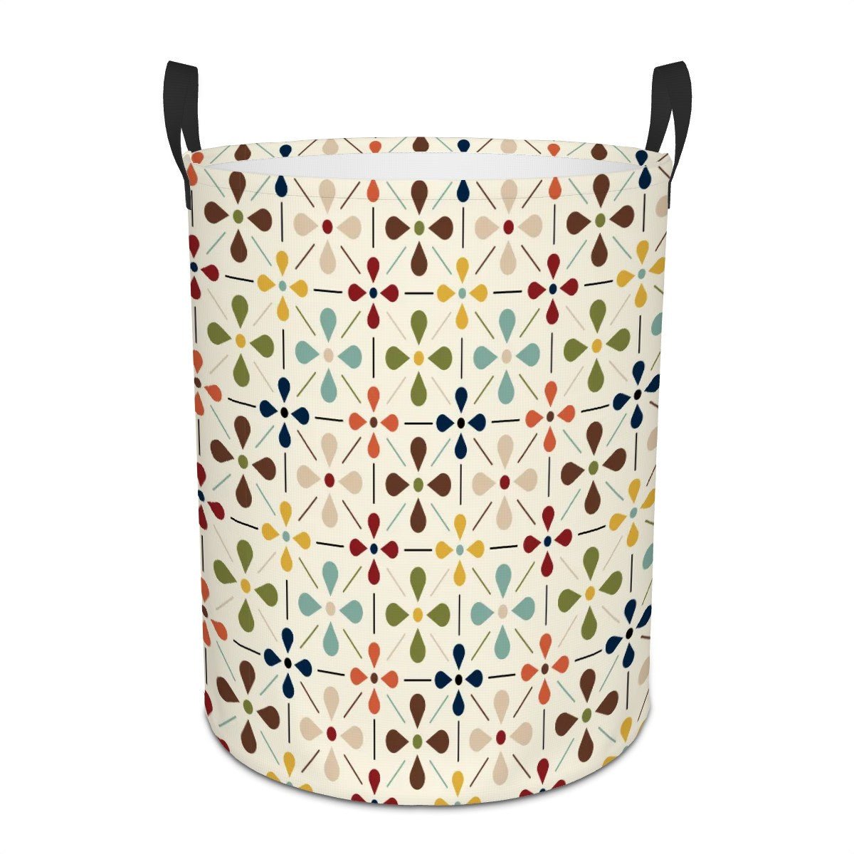 Kate McEnroe New York Retro Danish Floral Laundry Basket, Mid Century Modern Scandinavian Storage Bin, Mod Teardrop OrganizerLaundry Basketsb0KeuHw82d