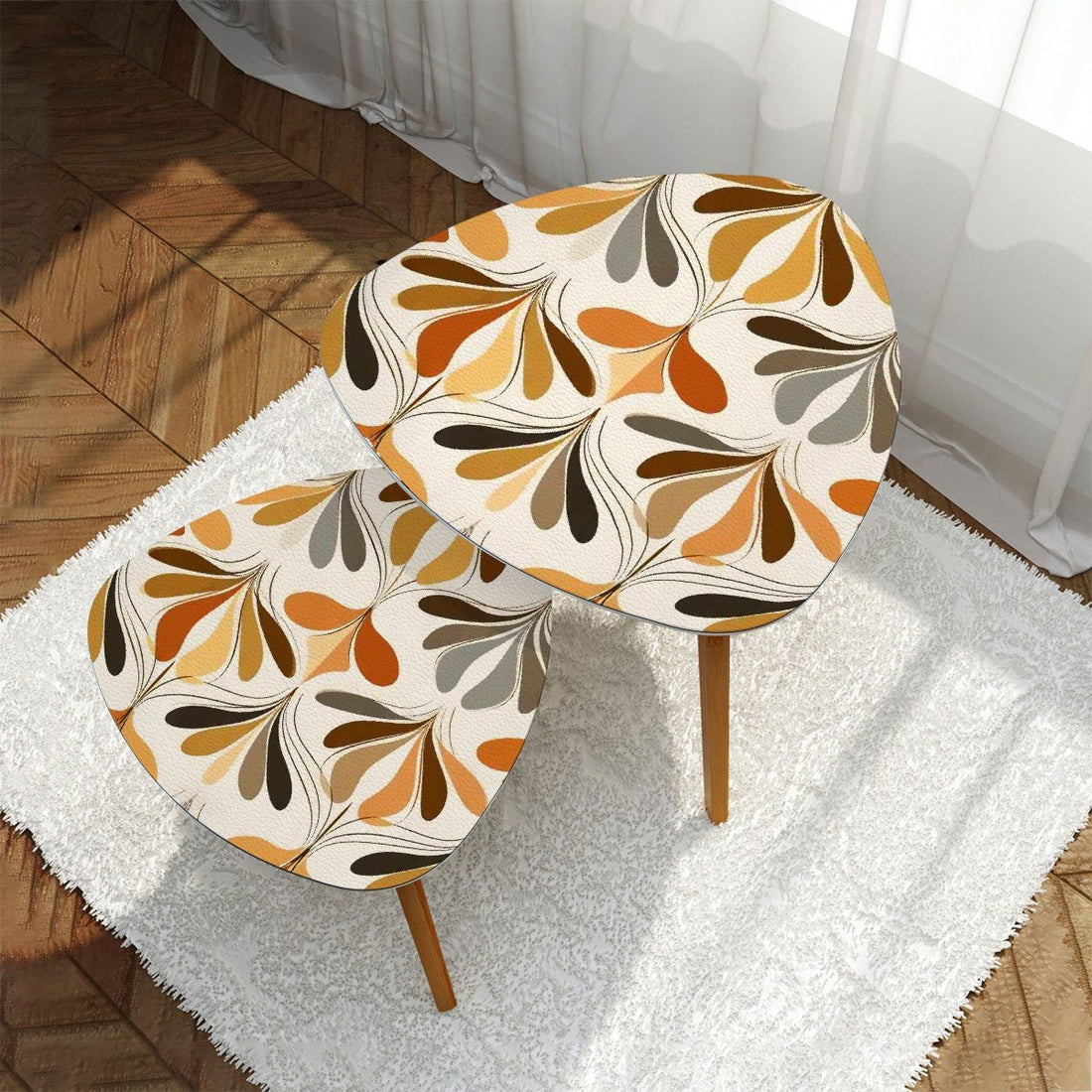 Kate McEnroe New York Retro Danish Floral Nesting Tables, Mid Century Modern Scandi Fall Accent DecorNesting TablesxucLAIViCI