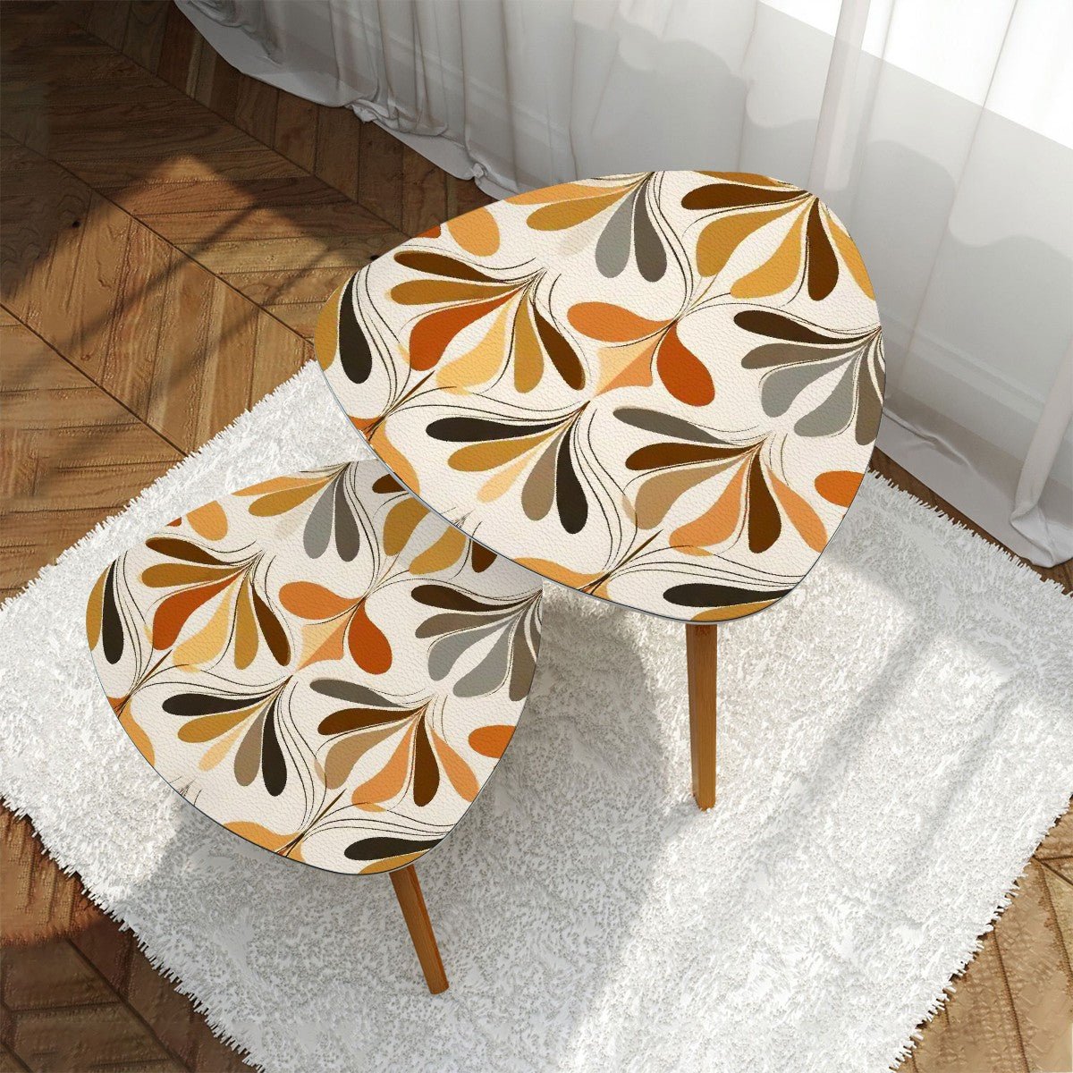 Kate McEnroe New York Retro Danish Floral Nesting Tables, Mid Century Modern Scandi Fall Accent DecorNesting TablesxucLAIViCI