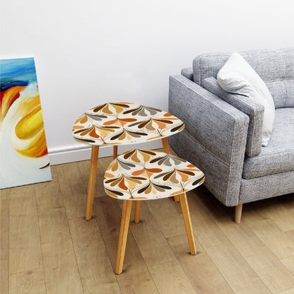 Kate McEnroe New York Retro Danish Floral Nesting Tables, Mid Century Modern Scandi Fall Accent DecorNesting TablesxucLAIViCI