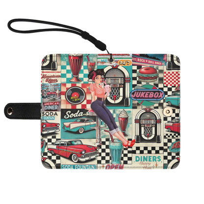 Kate McEnroe New York Retro Diner Flip Phone Case 1950s Pin Up Rockabilly Americana WalletPhone CasesN4MO7XMW - 1