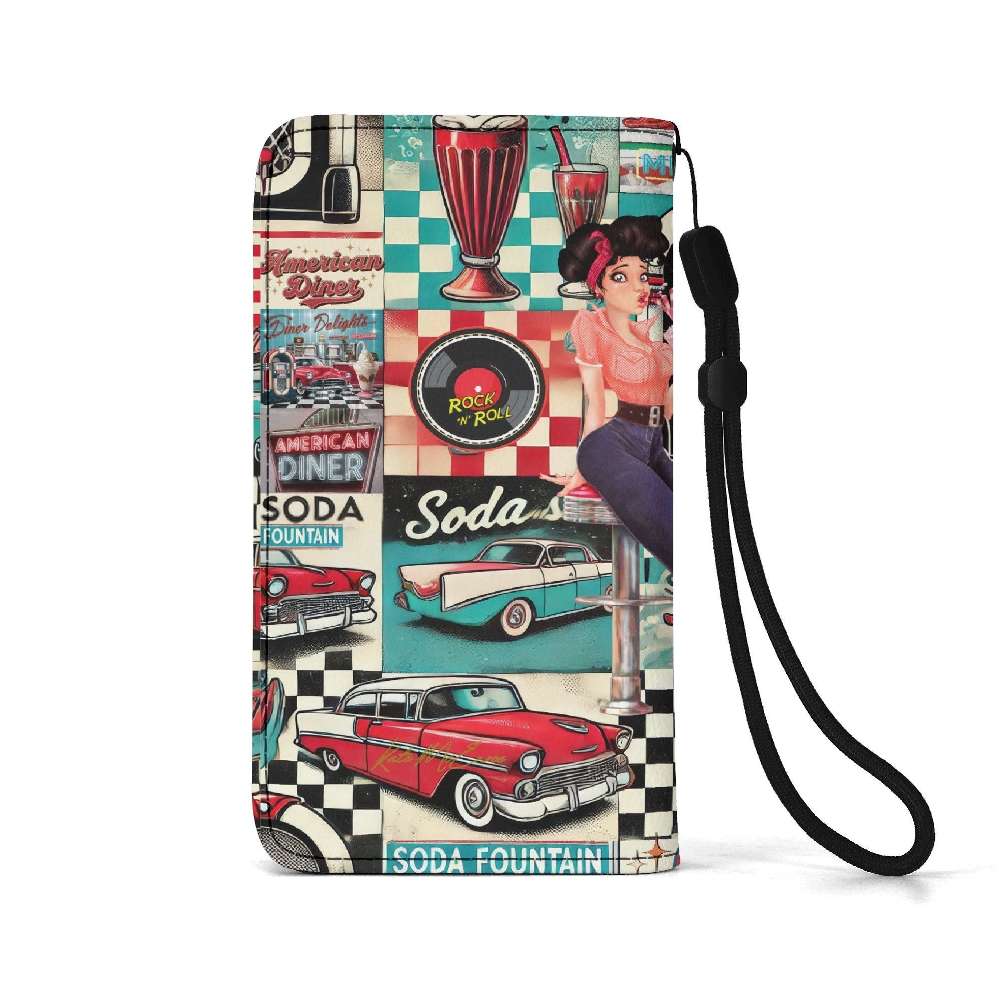 Kate McEnroe New York Retro Diner Flip Phone Case 1950s Pin Up Rockabilly Americana WalletPhone CasesN4MO7XMW - 1