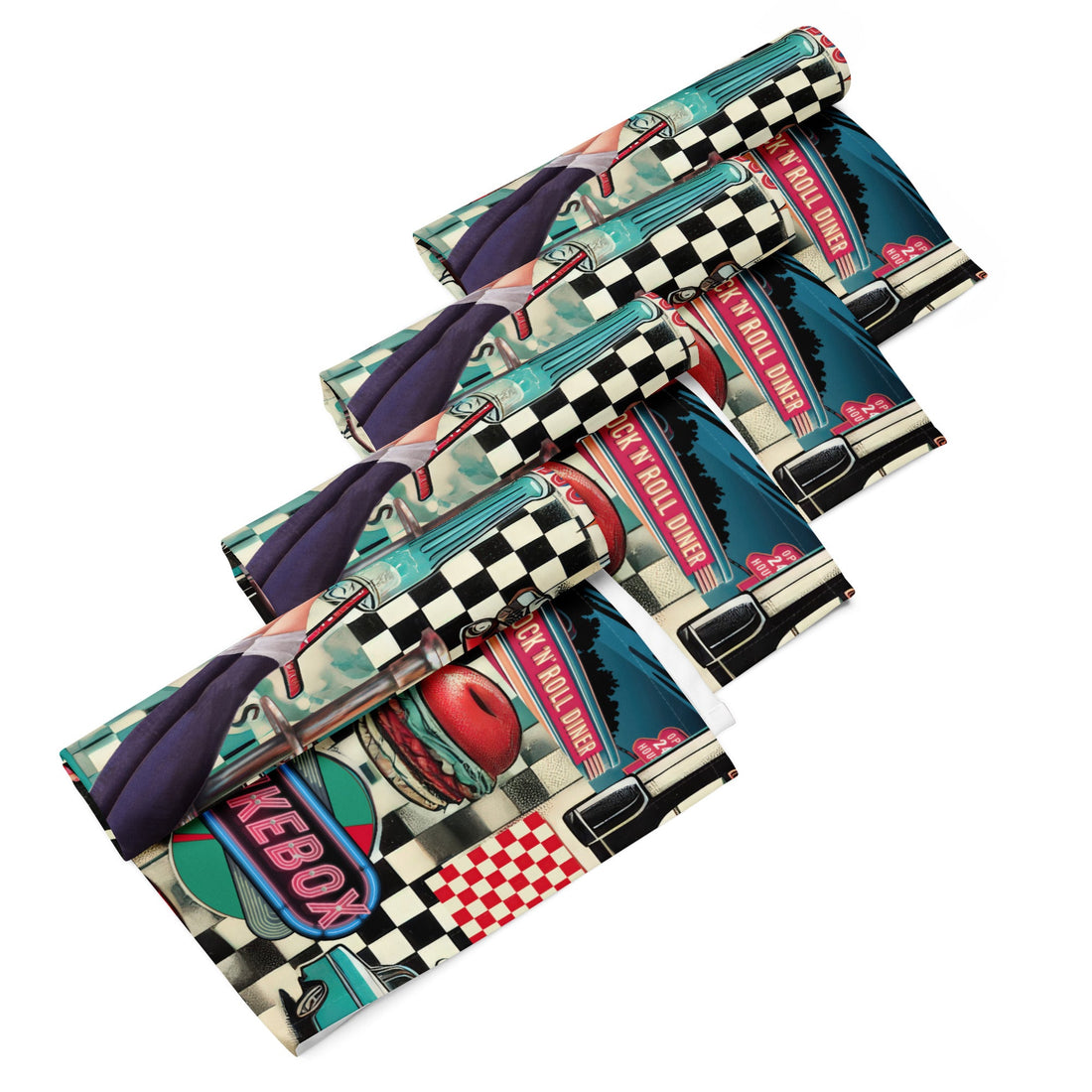 Kate McEnroe New York Retro Diner Napkins Set of 4, Mid Century Modern 50s Rockabilly Pin Up Table LinensNapkins2756651_17399
