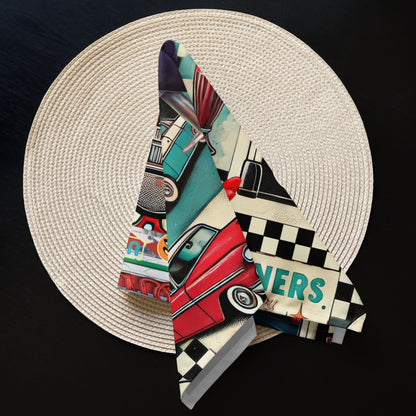 Kate McEnroe New York Retro Diner Napkins Set of 4, Mid Century Modern 50s Rockabilly Pin Up Table LinensNapkins2756651_17399