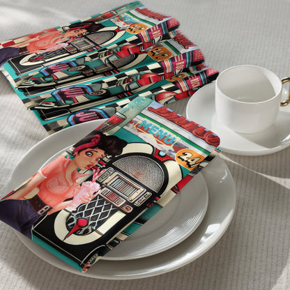 Kate McEnroe New York Retro Diner Napkins Set of 4, Mid Century Modern 50s Rockabilly Pin Up Table LinensNapkins2756651_17399