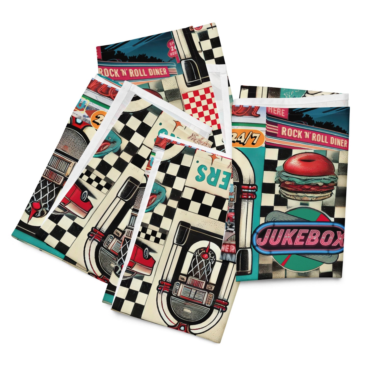 Kate McEnroe New York Retro Diner Napkins Set of 4, Mid Century Modern 50s Rockabilly Pin Up Table LinensNapkins2756651_17399