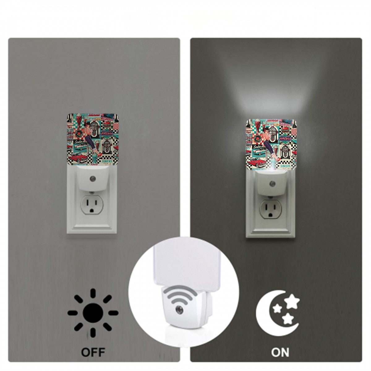 Kate McEnroe New York Retro Diner Night Light Set, 50s Americana Rockabilly Pin Up Home LightingNight Lights7GouVmDulg