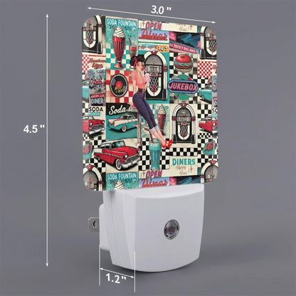 Kate McEnroe New York Retro Diner Night Light Set, 50s Americana Rockabilly Pin Up Home LightingNight Lights7GouVmDulg