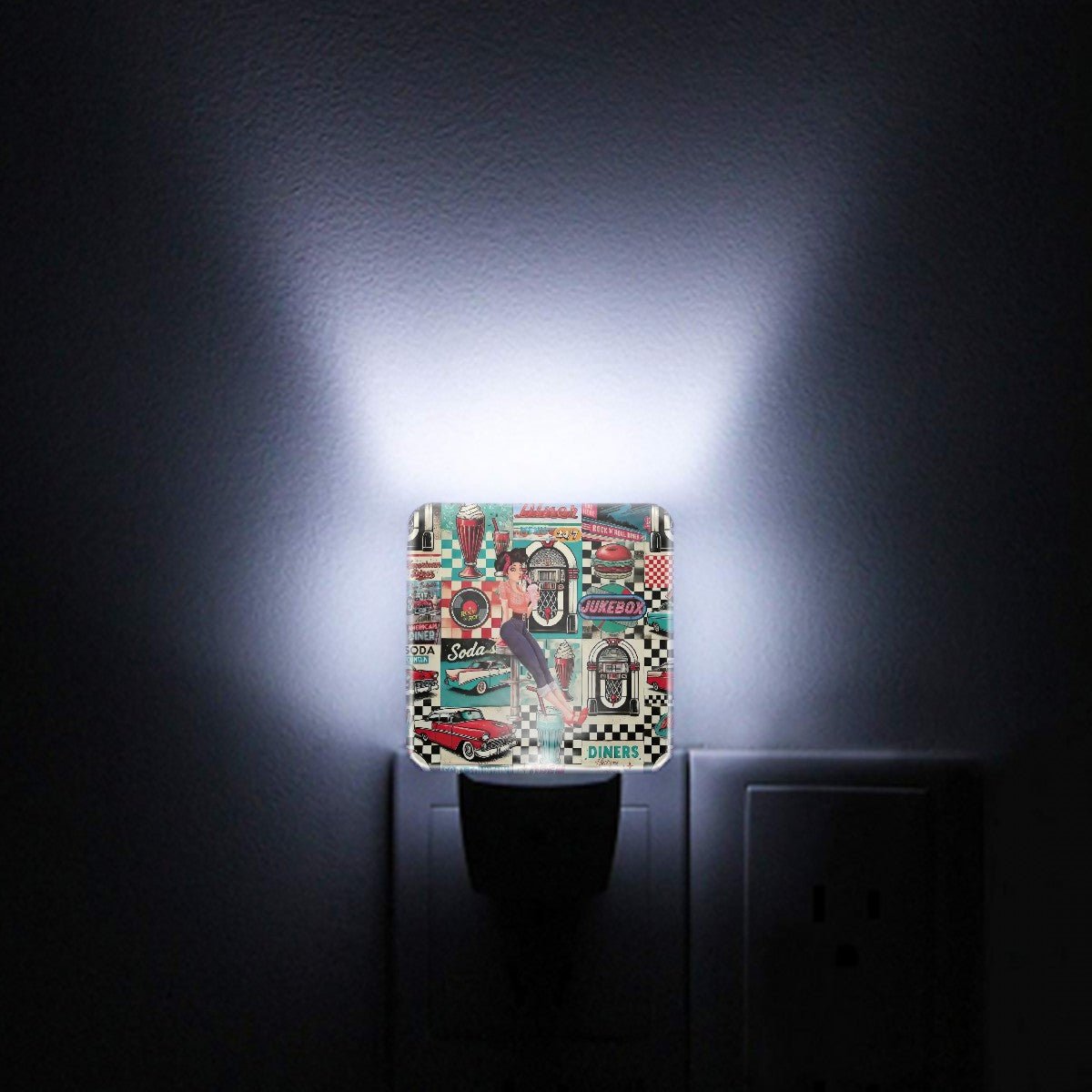 Kate McEnroe New York Retro Diner Night Light Set, 50s Americana Rockabilly Pin Up Home LightingNight Lights7GouVmDulg