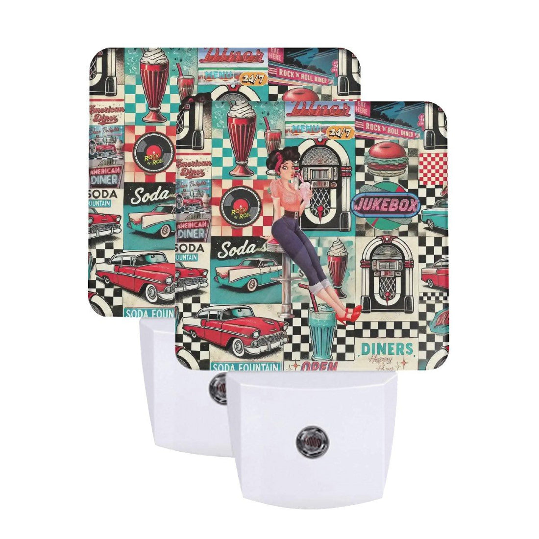 Kate McEnroe New York Retro Diner Night Light Set, 50s Americana Rockabilly Pin Up Home LightingNight Lights7GouVmDulg