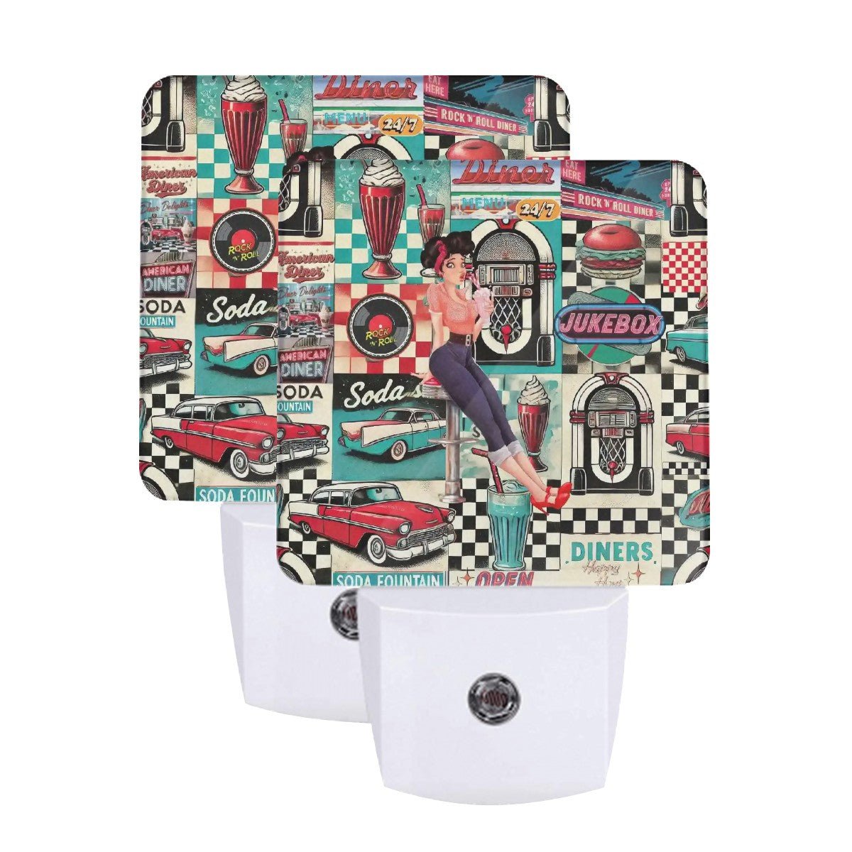 Kate McEnroe New York Retro Diner Night Light Set, 50s Americana Rockabilly Pin Up Home LightingNight Lights7GouVmDulg