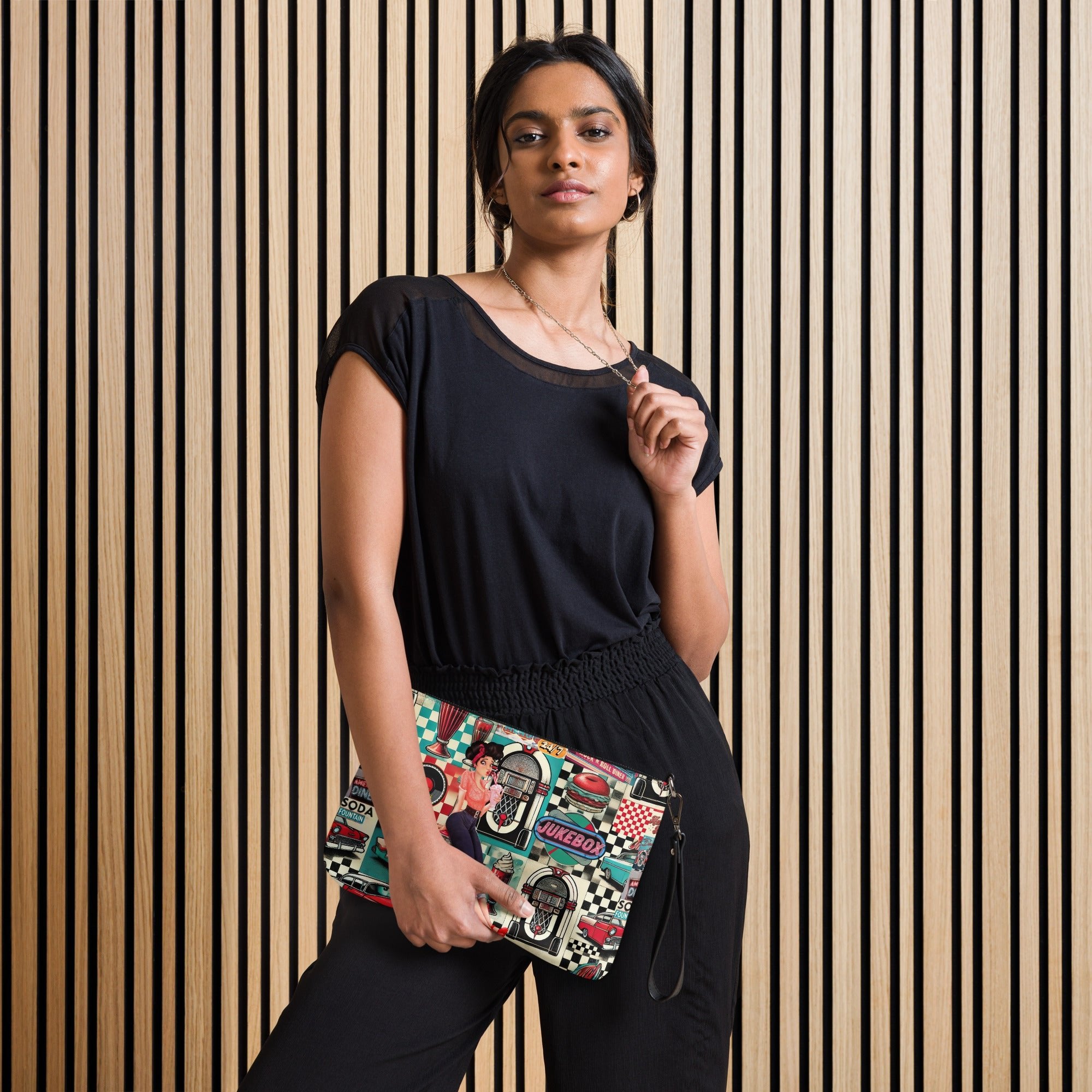 Kate McEnroe New York Retro Diner Pin - Up Crossbody Bag, Vintage 50s Rock n’ Roll Jukebox, Classic American Diner Shoulder Bag, Retro Style PurseHandbags8908257_16708