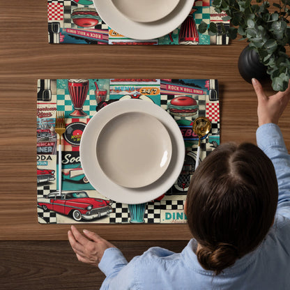 Kate McEnroe New York Retro Diner Placemats Set of 4, Mid Century Modern 50s Rockabilly Pin Up Table Linens.Placemats2452771_17484