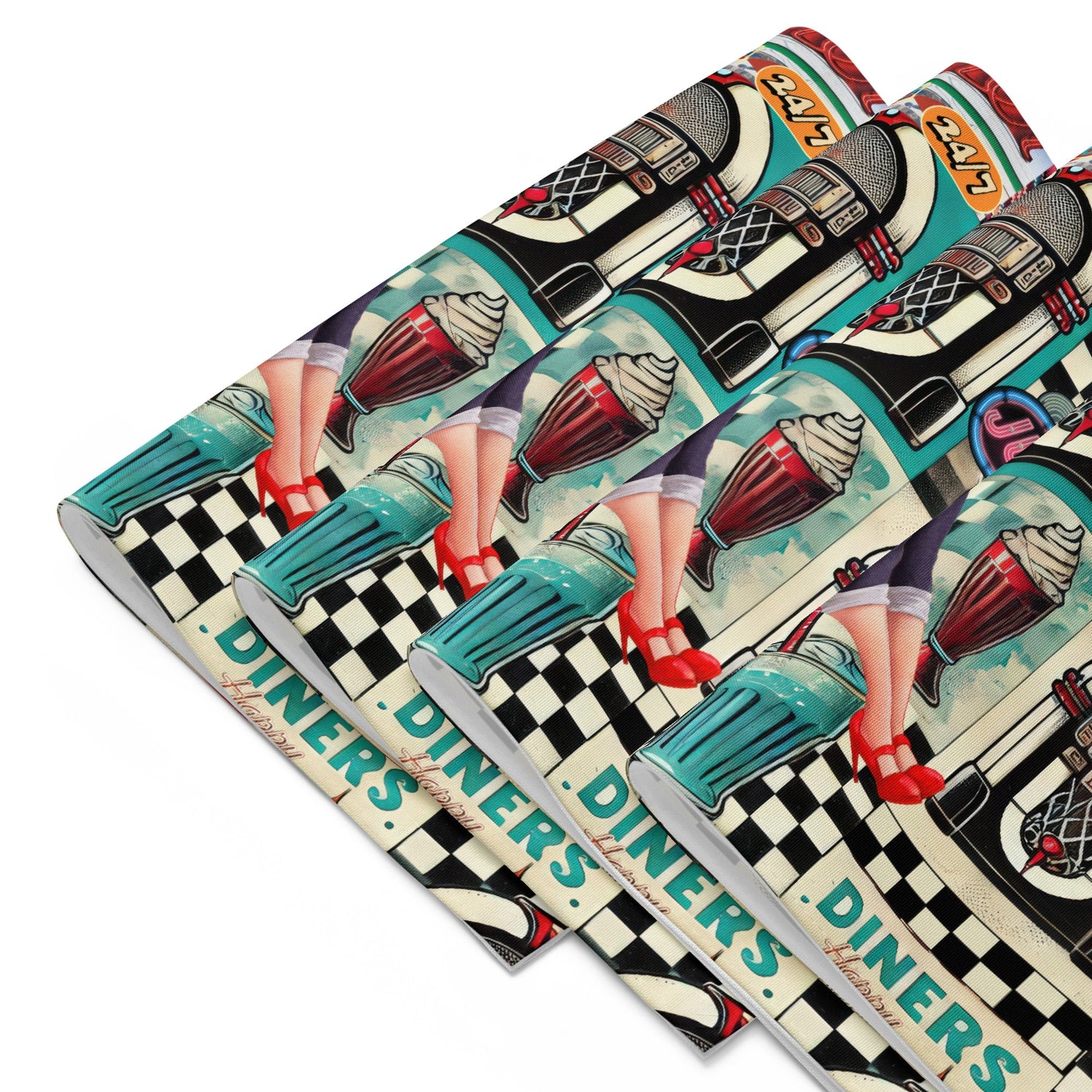 Kate McEnroe New York Retro Diner Placemats Set of 4, Mid Century Modern 50s Rockabilly Pin Up Table Linens.Placemats2452771_17484