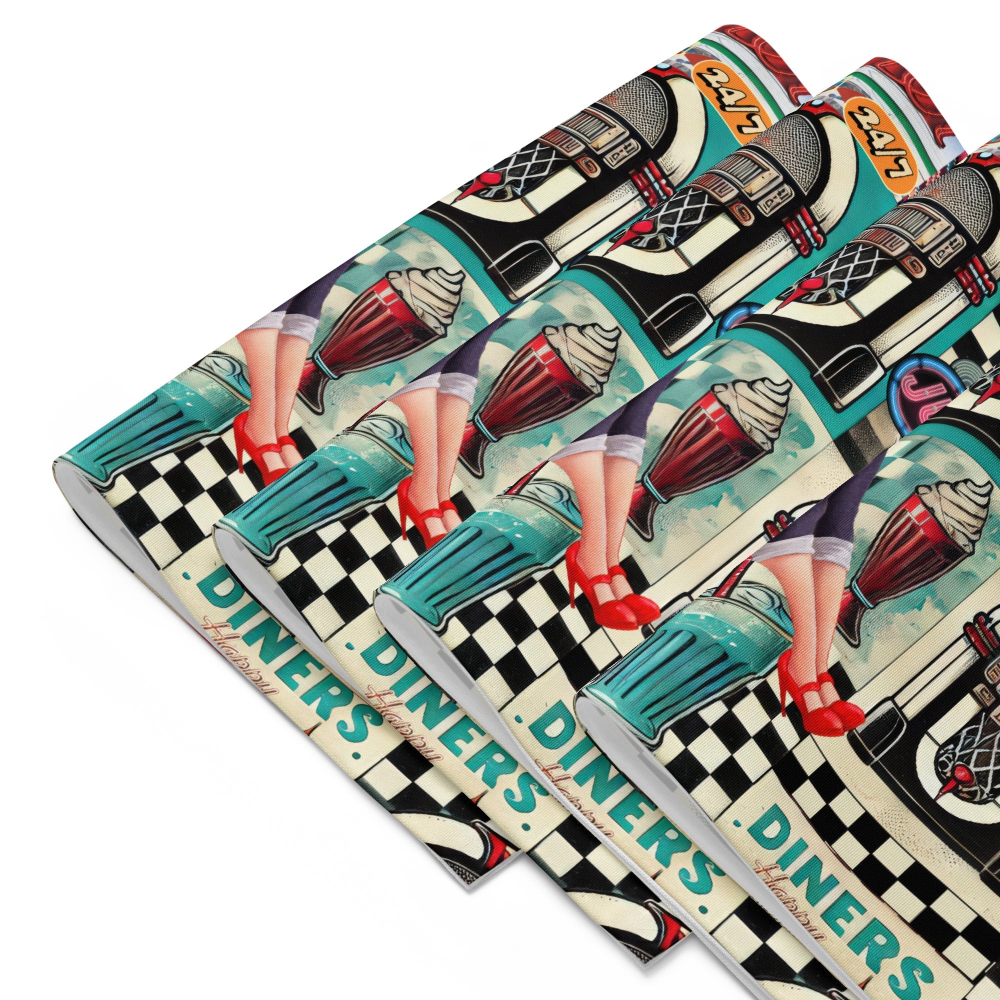 Kate McEnroe New York Retro Diner Placemats Set of 4, Mid Century Modern 50s Rockabilly Pin Up Table Linens.Placemats2452771_17484