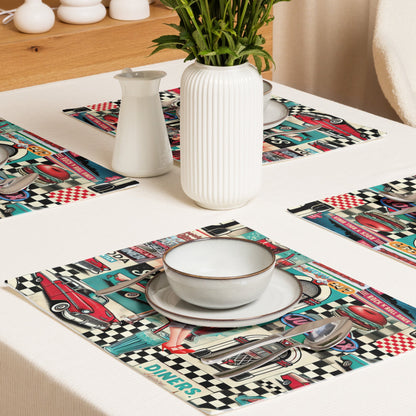 Kate McEnroe New York Retro Diner Placemats Set of 4, Mid Century Modern 50s Rockabilly Pin Up Table Linens.Placemats2452771_17484