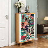 Kate McEnroe New York Retro Diner Shoe Cabinet, 50s Americana Mudroom Storage, Vintage Rockabilly OrganizerShoe StoragenAwgjuRzkpqiH