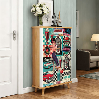 Kate McEnroe New York Retro Diner Shoe Cabinet, 50s Americana Mudroom Storage, Vintage Rockabilly OrganizerShoe StoragenAwgjuRzkpqiH
