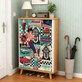 Kate McEnroe New York Retro Diner Shoe Cabinet, 50s Americana Mudroom Storage, Vintage Rockabilly OrganizerShoe StoragenAwgjuRzkpqiH
