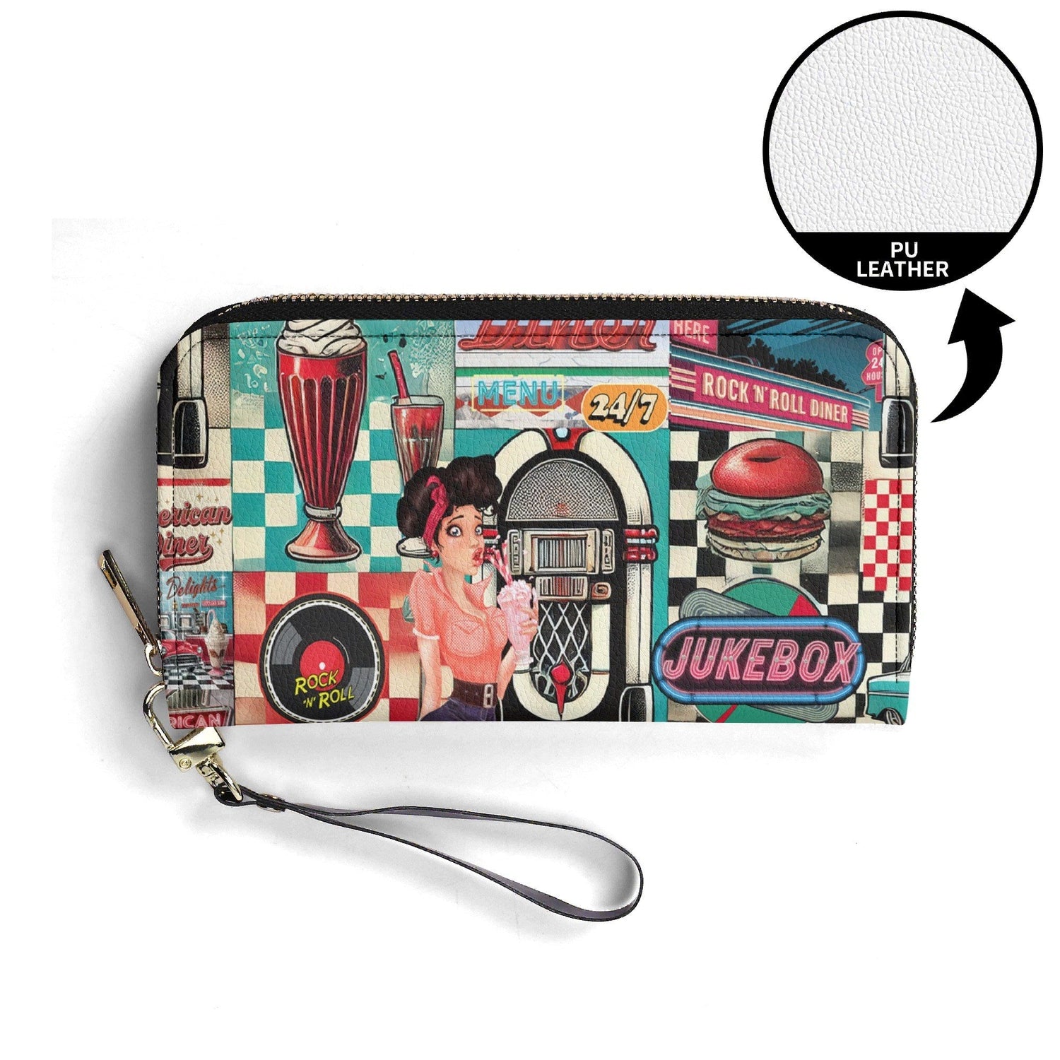 Kate McEnroe New York Retro Diner Zippered Wallet 1950s Pin Up Rockabilly Americana ClutchWalletsNRQ1J21Y - 1
