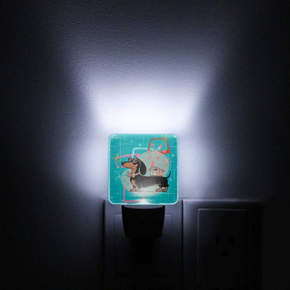 Kate McEnroe New York Retro Doxie Doghouse Night Light Set, Mid Century Modern Dachshund Atomic Starburst DecorNight LightsPlYoNERSTk