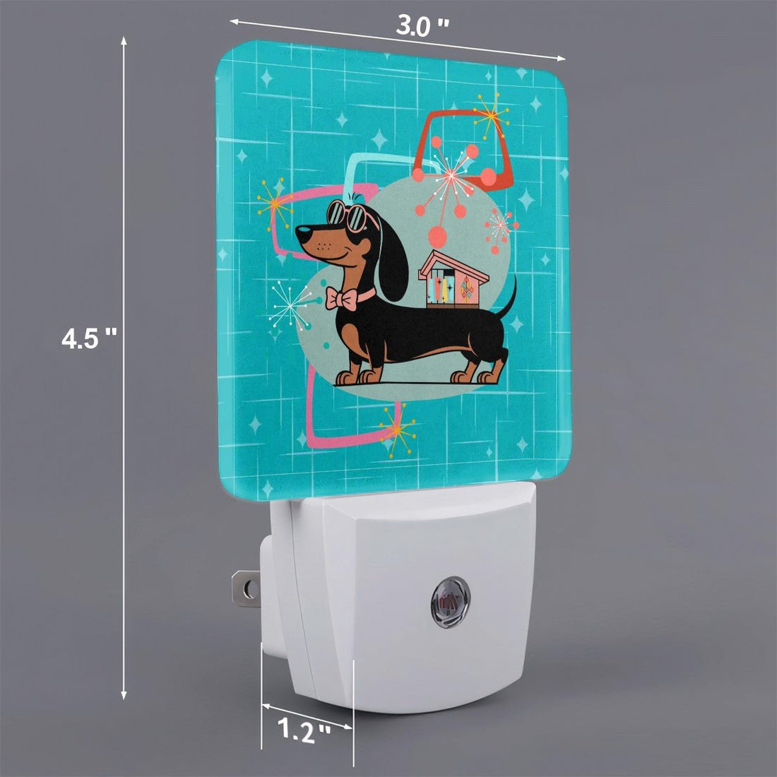 Kate McEnroe New York Retro Doxie Doghouse Night Light Set, Mid Century Modern Dachshund Atomic Starburst DecorNight LightsPlYoNERSTk