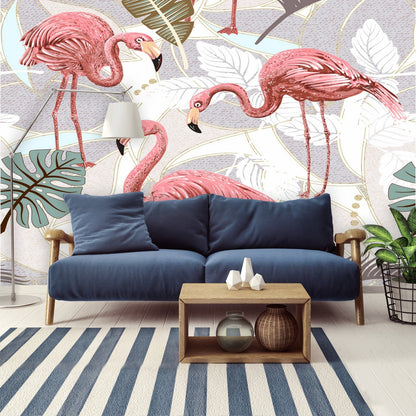 Kate McEnroe New York Retro Flamingo Botanical Paradise Wall MuralWall Mural119420