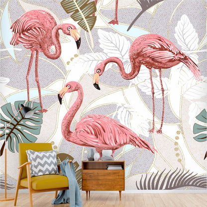 Kate McEnroe New York Retro Flamingo Botanical Paradise Wall MuralWall Mural119421