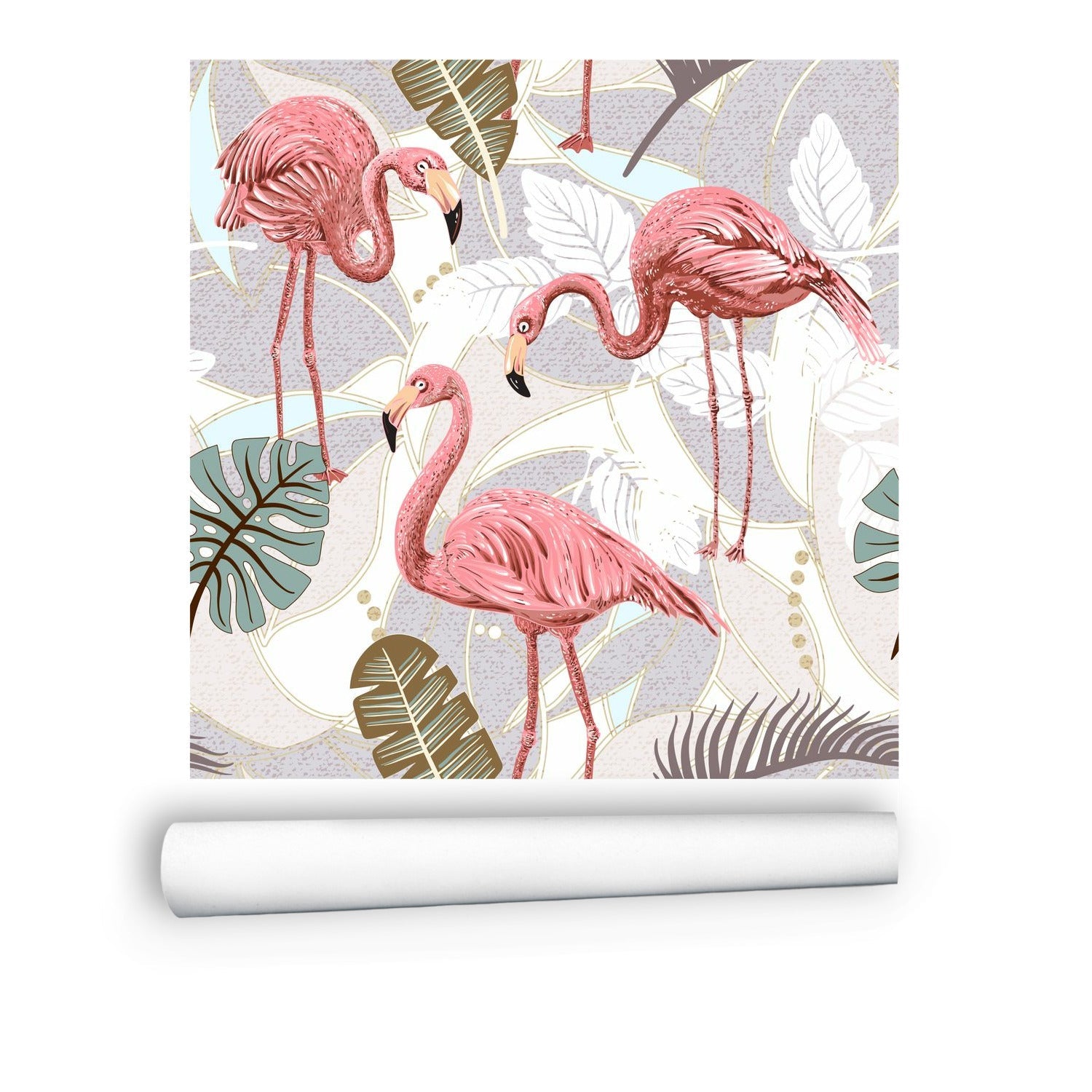 Kate McEnroe New York Retro Flamingo Botanical Paradise Wall MuralWall Mural119423