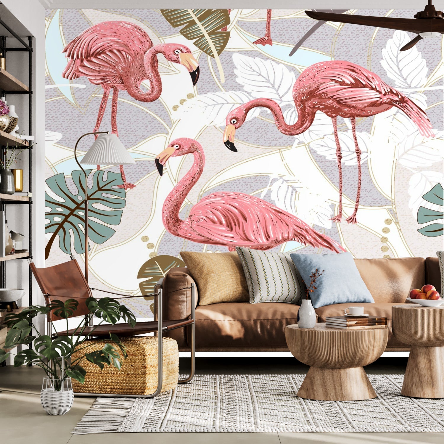 Kate McEnroe New York Retro Flamingo Botanical Paradise Wall MuralWall Mural119426