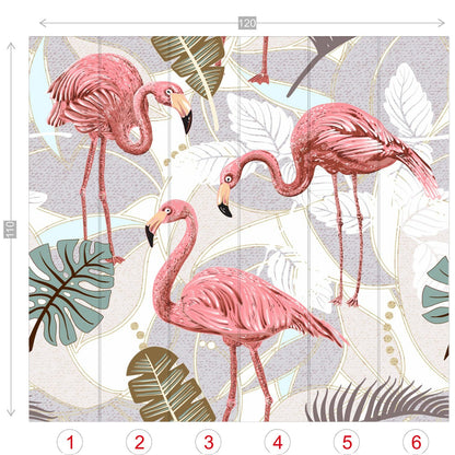 Kate McEnroe New York Retro Flamingo Botanical Paradise Wall MuralWall Mural119429