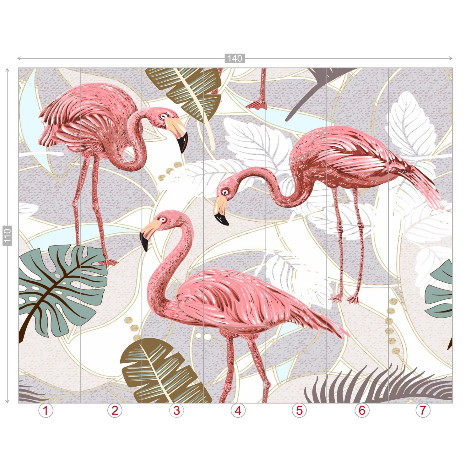 Kate McEnroe New York Retro Flamingo Botanical Paradise Wall MuralWall Mural119429