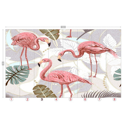 Kate McEnroe New York Retro Flamingo Botanical Paradise Wall MuralWall Mural119429