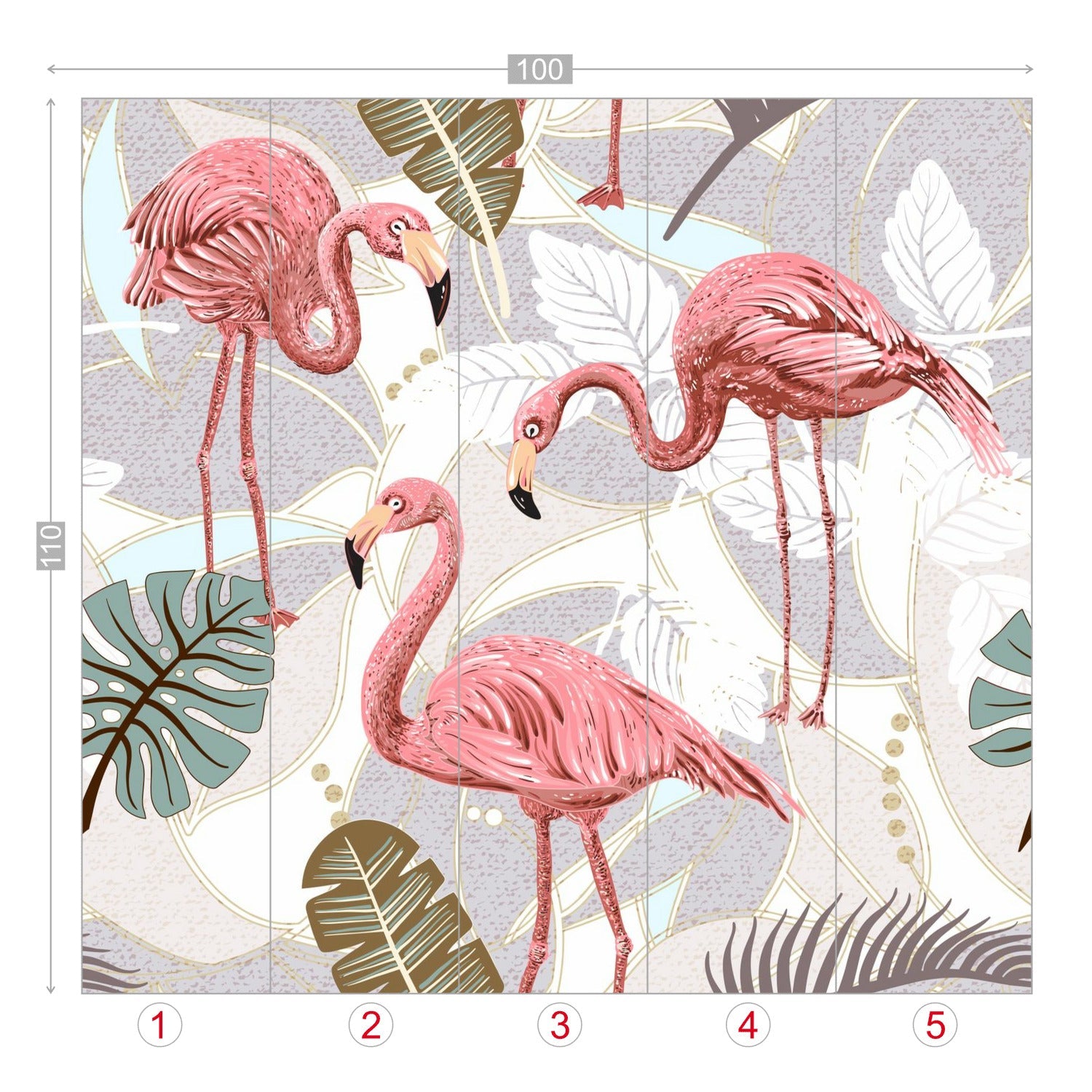 Kate McEnroe New York Retro Flamingo Botanical Paradise Wall MuralWall Mural119429