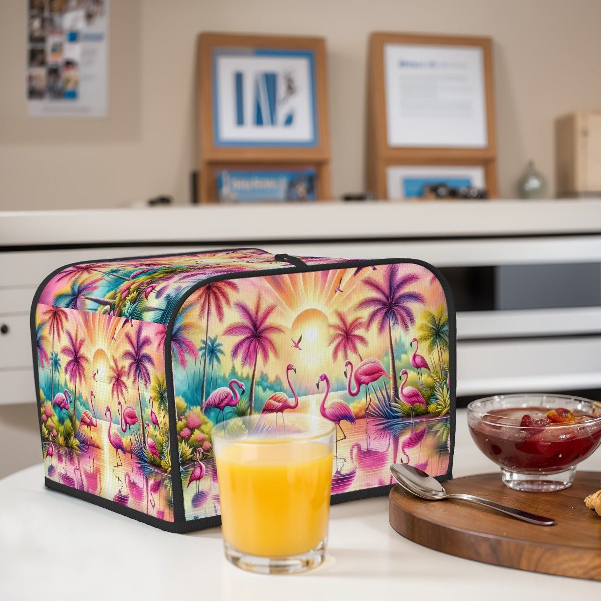 Kate McEnroe New York Retro Flamingo Palm Paradise Toaster Cover, Mid Century Modern Tropical 4 - Slice Appliance ProtectorToaster CoveriuB0XM61gm