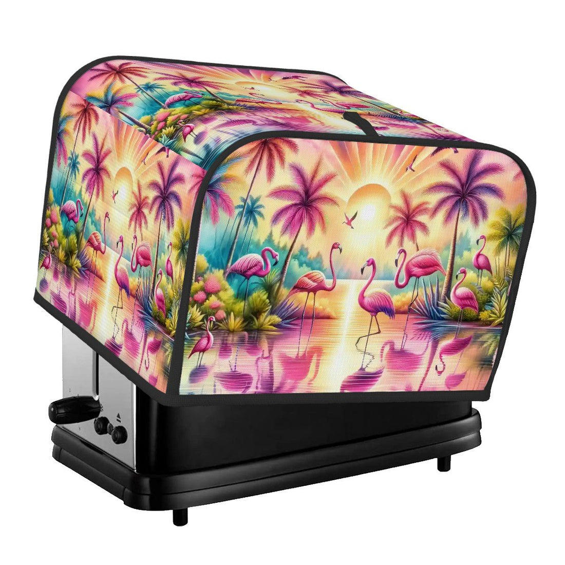 Kate McEnroe New York Retro Flamingo Palm Paradise Toaster Cover, Mid Century Modern Tropical 4 - Slice Appliance ProtectorToaster CoveriuB0XM61gm