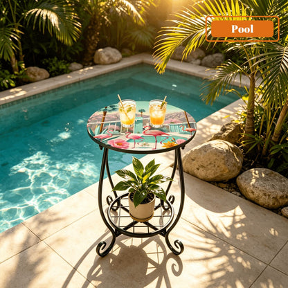 Kate McEnroe New York Retro Flamingo Patio Side Table, Mid Century Modern Indoor Outdoor Accentoutdoor side tablefdPJVqsS1I