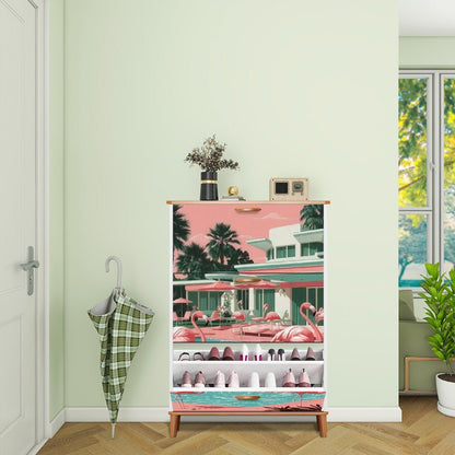 Kate McEnroe New York Retro Flamingo Poolside Shoe Cabinet, 1950s Palm Springs Style StorageShoe StorageKIedTQhz9g