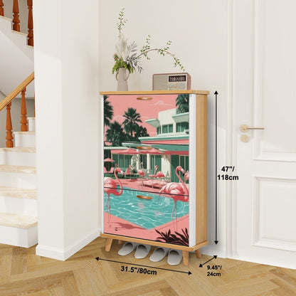 Kate McEnroe New York Retro Flamingo Poolside Shoe Cabinet, 1950s Palm Springs Style StorageShoe StorageKIedTQhz9g