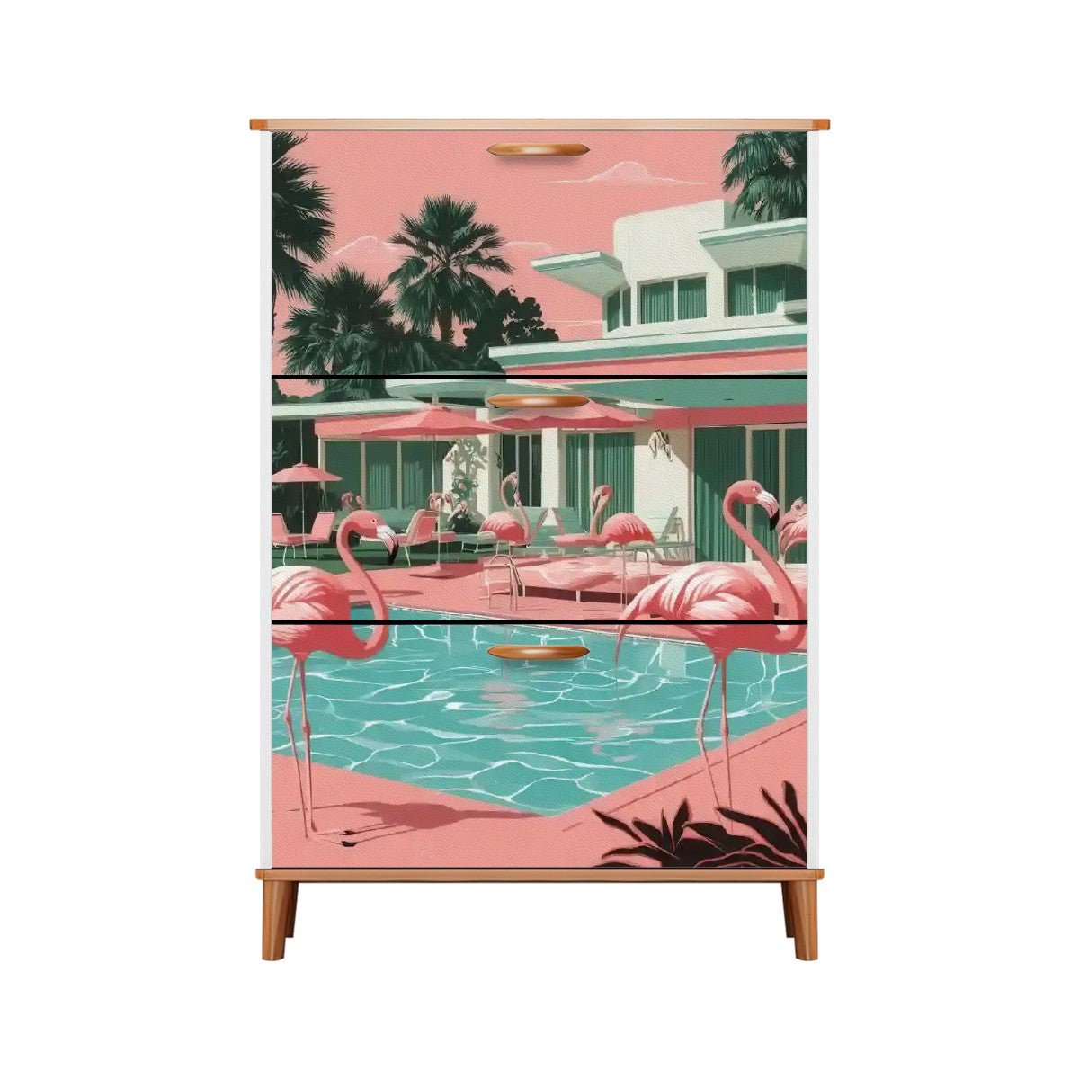 Kate McEnroe New York Retro Flamingo Poolside Shoe Cabinet, 1950s Palm Springs Style StorageShoe StorageKIedTQhz9g