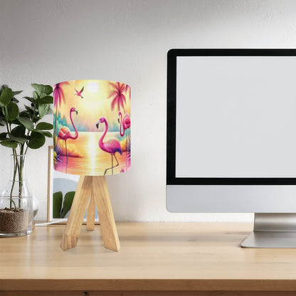 Kate McEnroe New York Retro Flamingo Sunset Table Lamp, Mid Century Tropical Palm Tripod Light, Kitsch Coastal Desk LampTable LampsfHg59MsMRZ