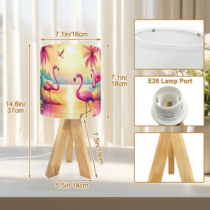 Kate McEnroe New York Retro Flamingo Sunset Table Lamp, Mid Century Tropical Palm Tripod Light, Kitsch Coastal Desk LampTable LampsfHg59MsMRZ
