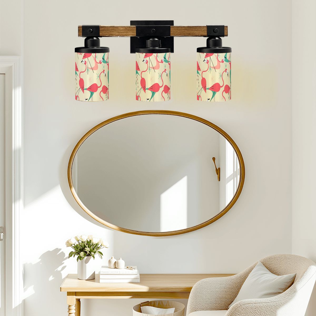 Kate McEnroe New York Retro Flamingo Tropical MCM Vanity Light, Mid Century Modern 50s Kitsch Wall FixtureVanity Light Fixtureskc8pOmUY3d
