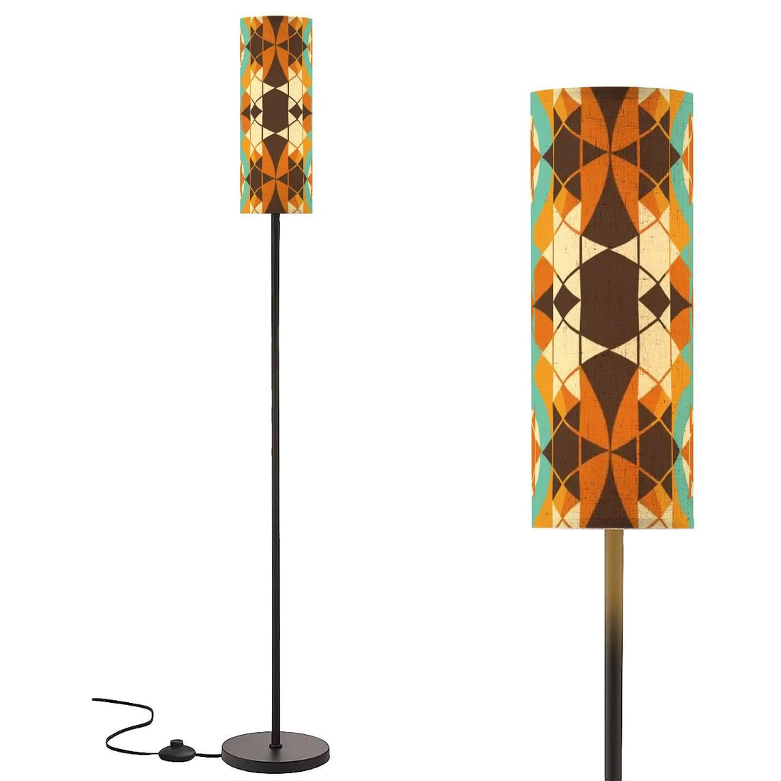 Kate McEnroe New York Retro Floor Lamp Geometric Mid Century Modern Teal Orange BrownSlim Floor Lampsxid0Z3heZF