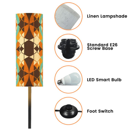 Kate McEnroe New York Retro Floor Lamp Geometric Mid Century Modern Teal Orange BrownSlim Floor Lampsxid0Z3heZF