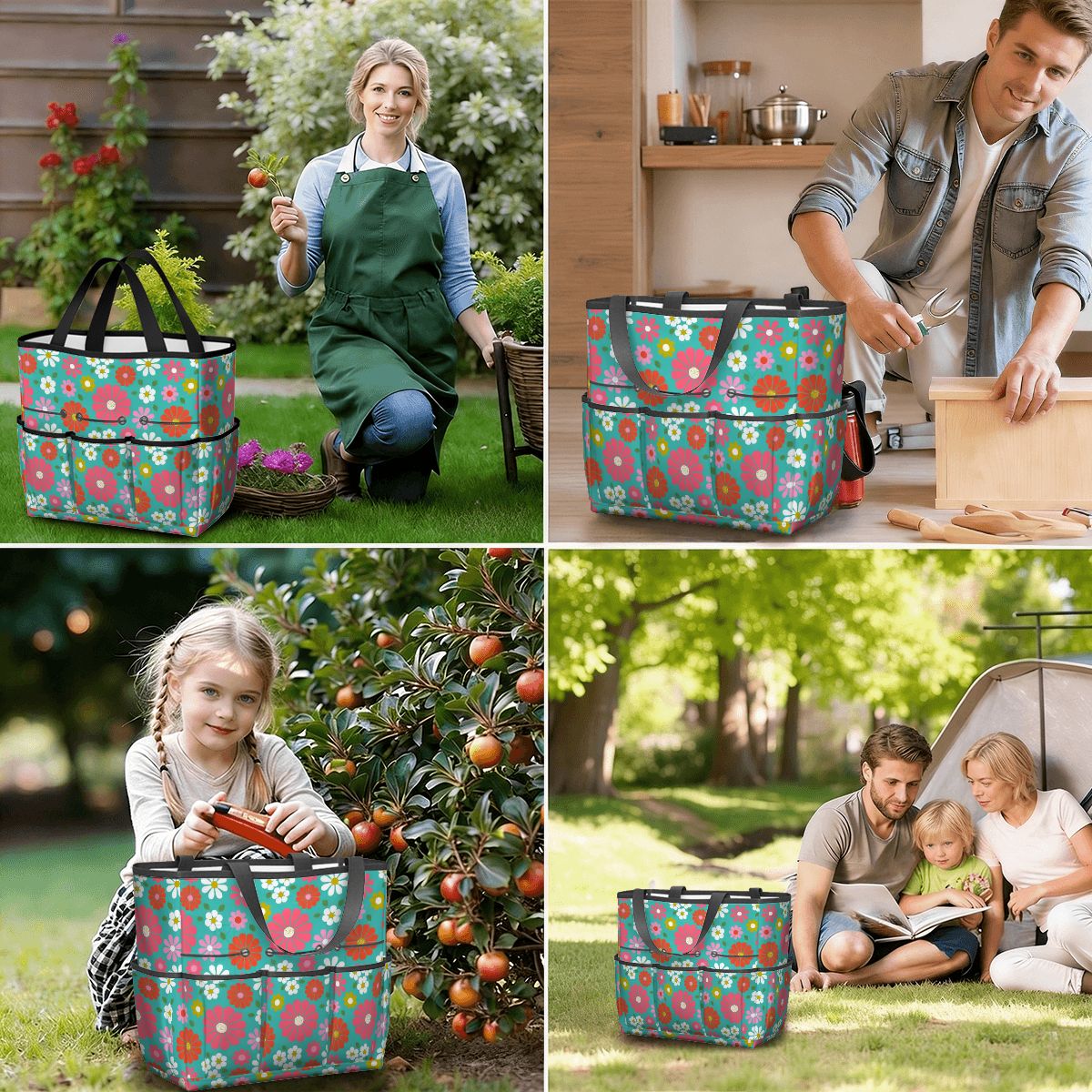 Kate McEnroe New York Retro Floral Garden Tool Tote Bag Gardening Organizer CaddyGarden Tool BagKiELgb7cwh