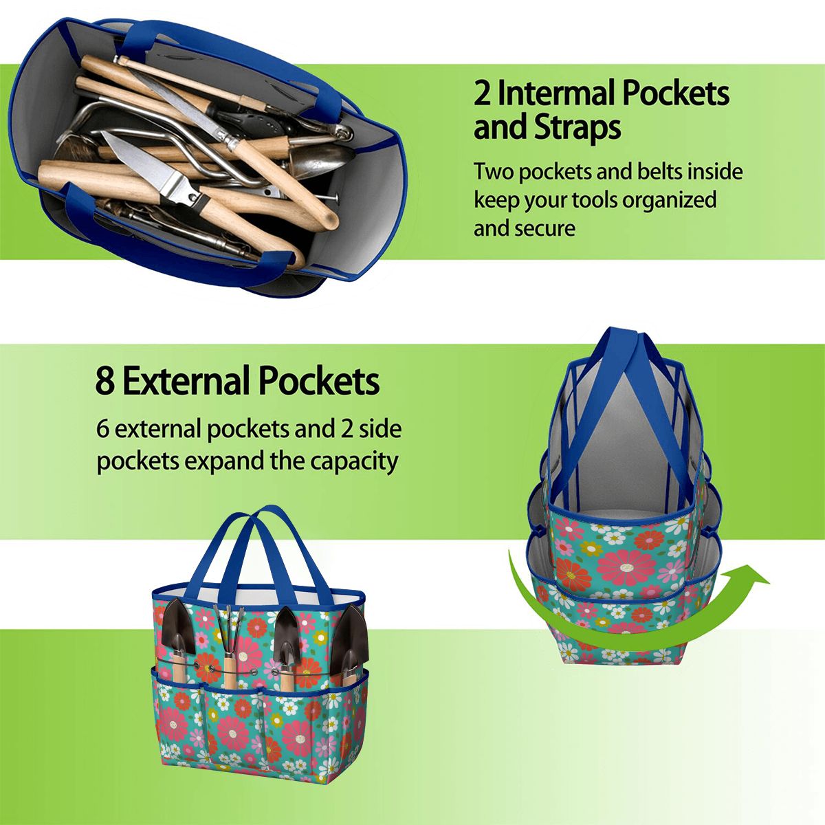 Kate McEnroe New York Retro Floral Garden Tool Tote Bag Gardening Organizer CaddyGarden Tool BagKiELgb7cwh