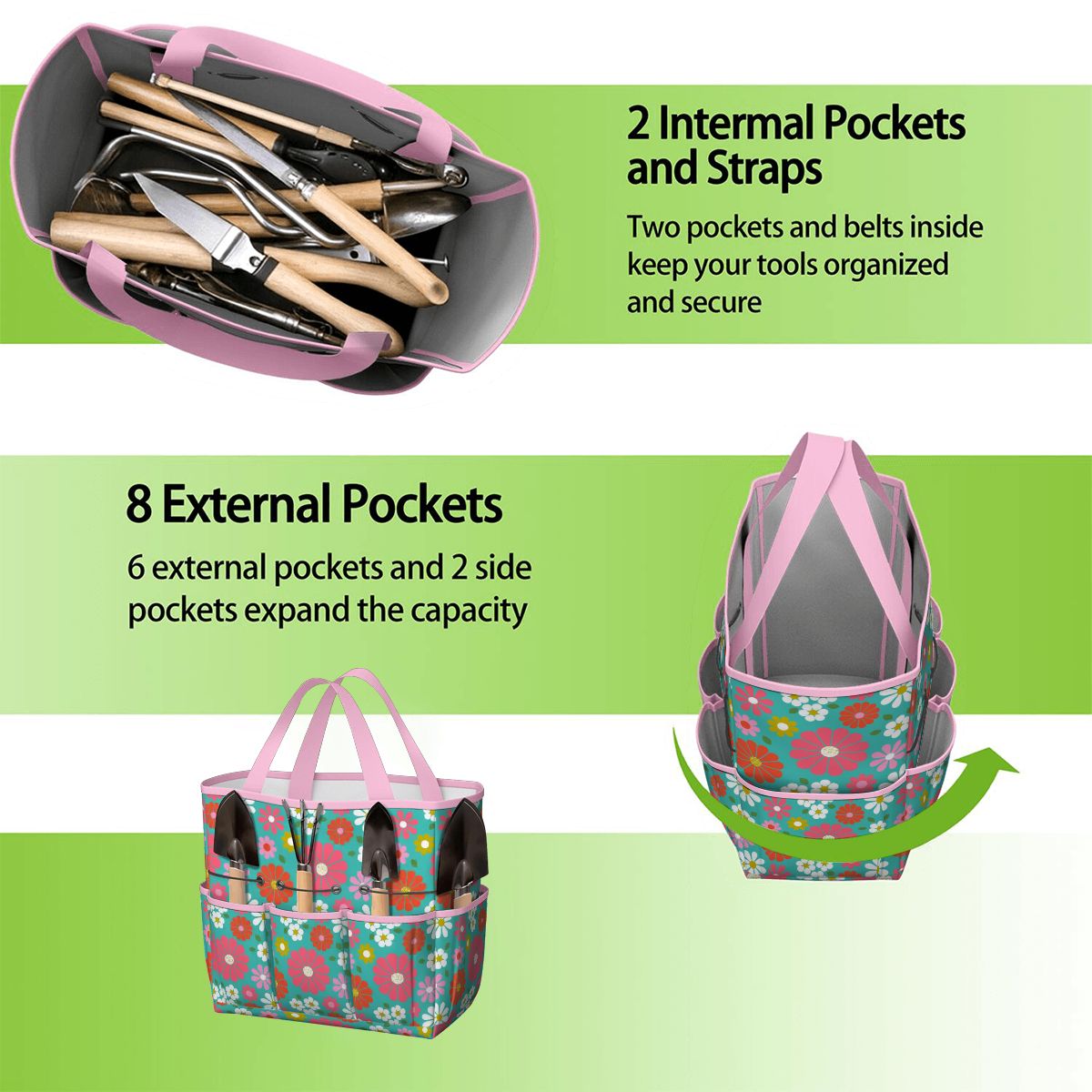 Kate McEnroe New York Retro Floral Garden Tool Tote Bag Gardening Organizer CaddyGarden Tool BagKiELgb7cwh