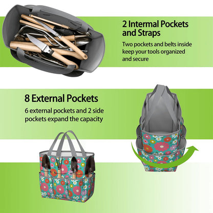 Kate McEnroe New York Retro Floral Garden Tool Tote Bag Gardening Organizer CaddyGarden Tool BagKiELgb7cwh