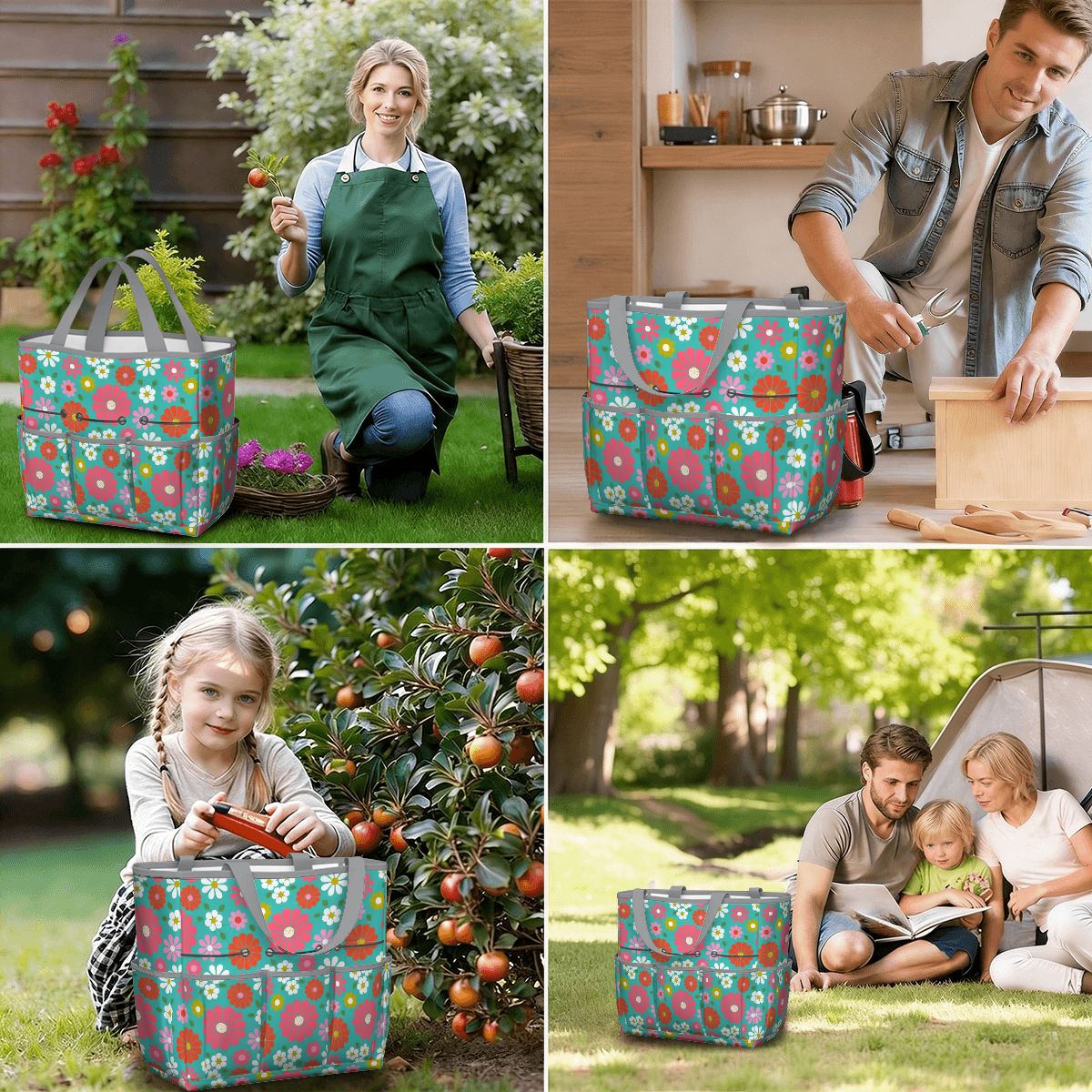 Kate McEnroe New York Retro Floral Garden Tool Tote Bag Gardening Organizer CaddyGarden Tool BagKiELgb7cwh